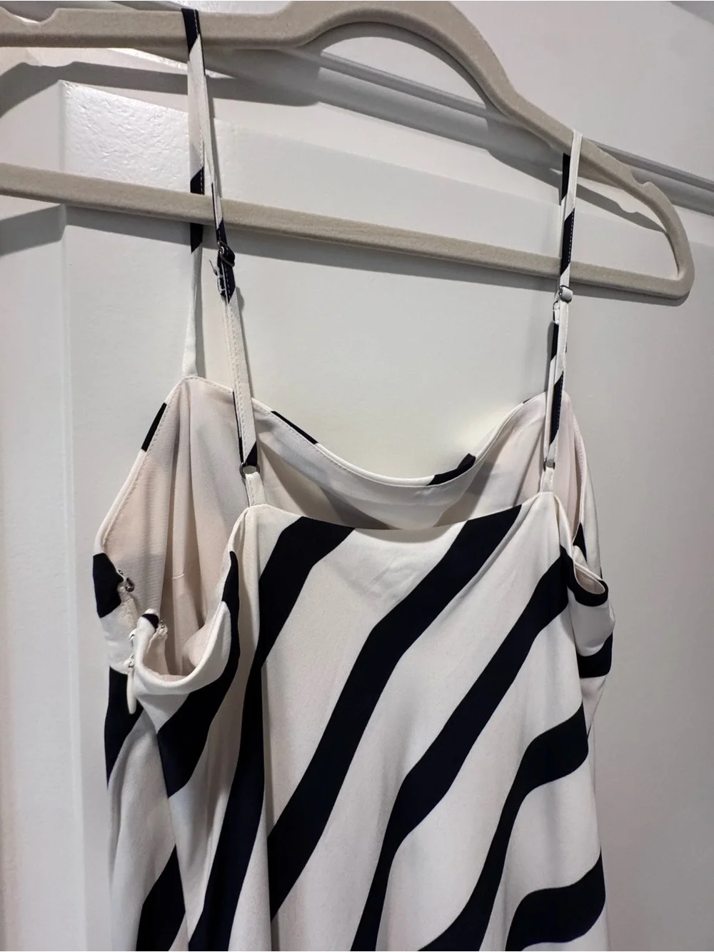 Abercrombie Black & White Diagonal Stripe Maxi Slip Dress
